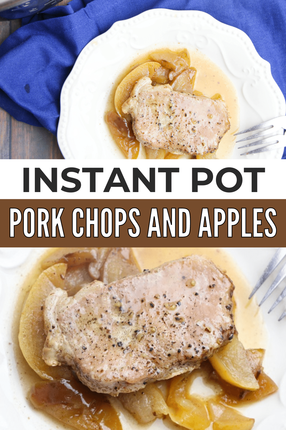 Instant pot pork chops and apples cooked quickly.