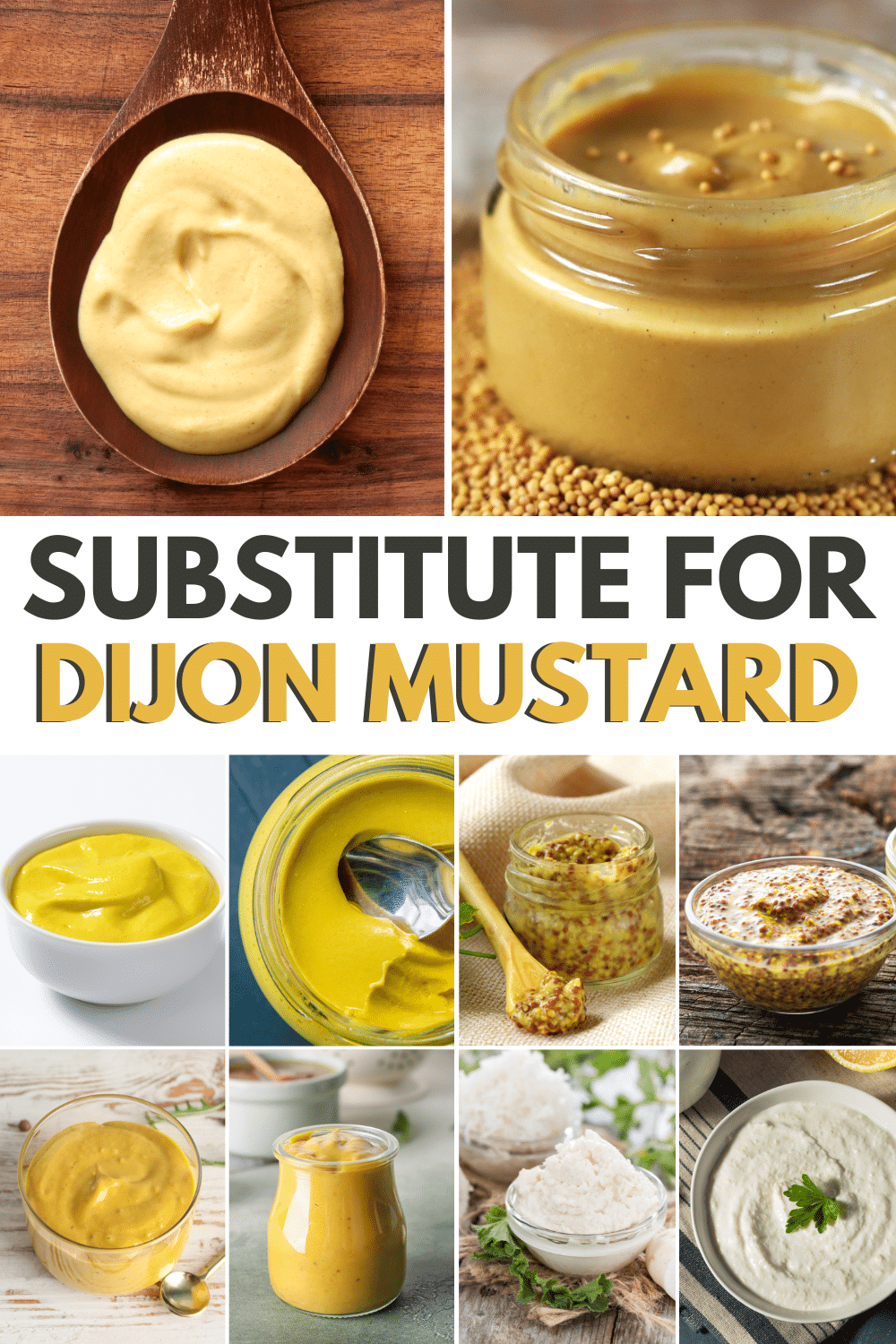 A collection of images showcasing a Dijon mustard substitute.