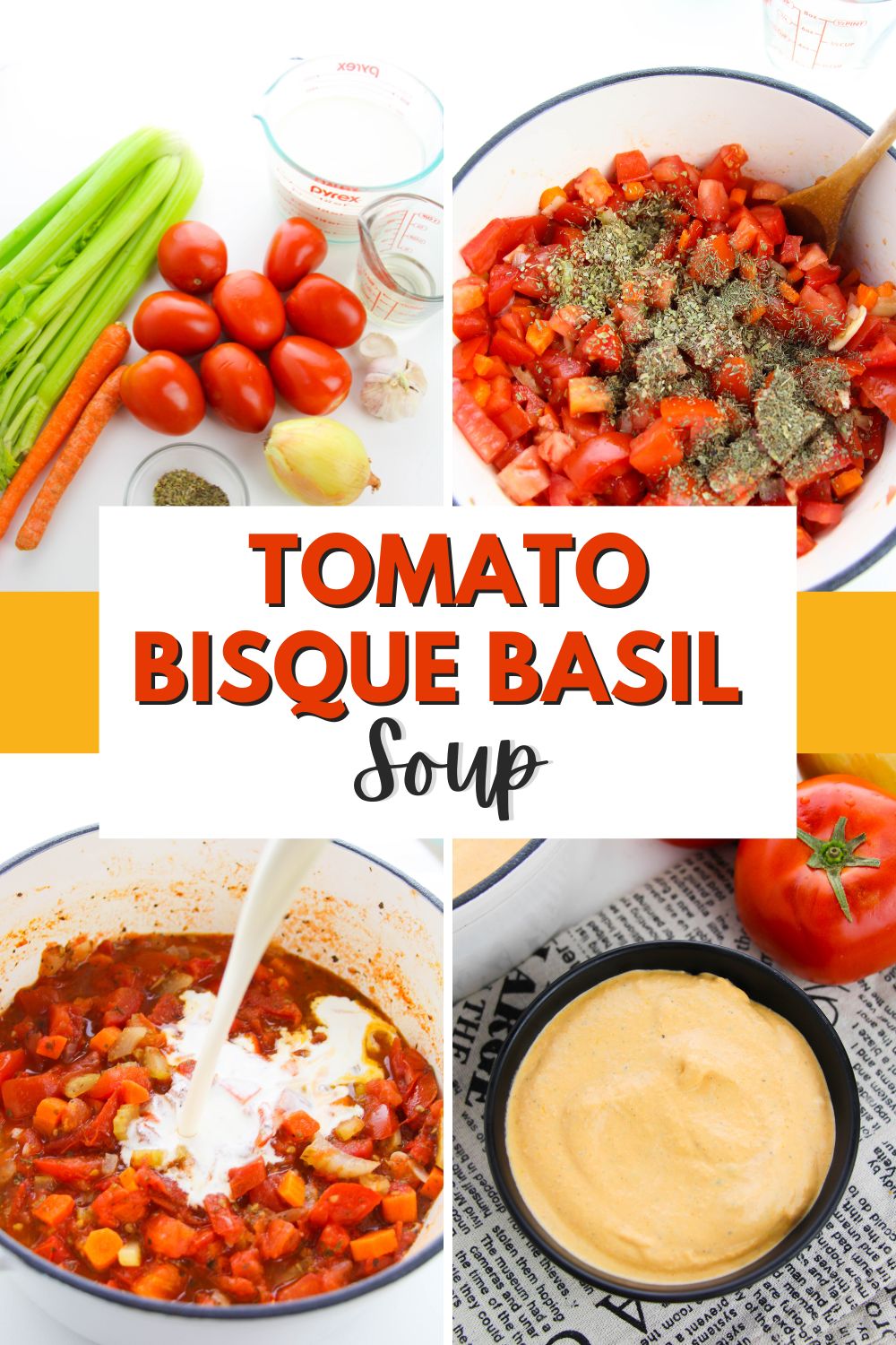 Rich and creamy tomato bisque with a hint of fresh basil.