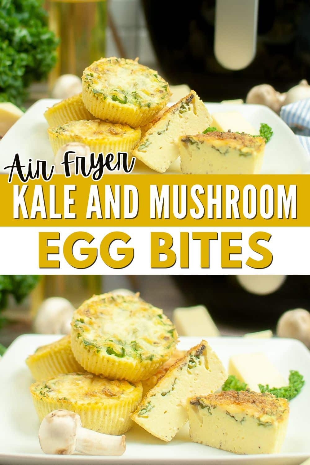 Air fryer kale and mushroom egg bites are a delicious and healthy option for breakfast or brunch.