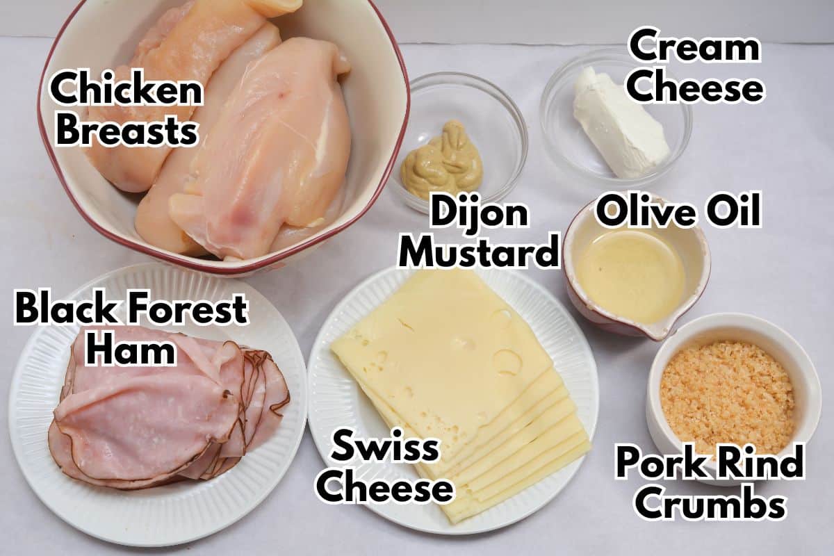 Ingredients for Chicken Cordon Bleu.