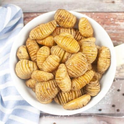 Hasselback potatoes prepared in an air fryer.