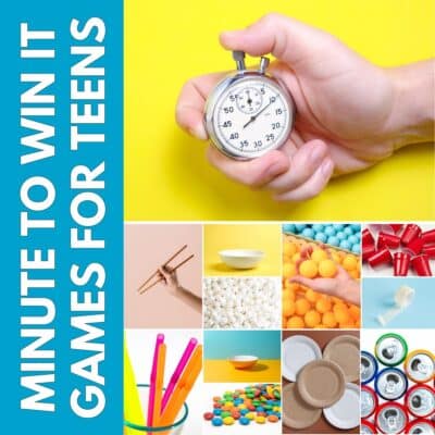 A picture of a clock with the words minute to teens, showcasing exciting minute to win it games for teenagers.