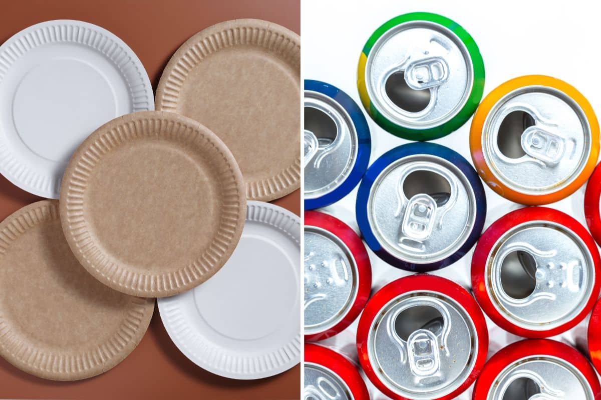 Minute to win it games for teens feature paper plates and cans displayed side by side.
