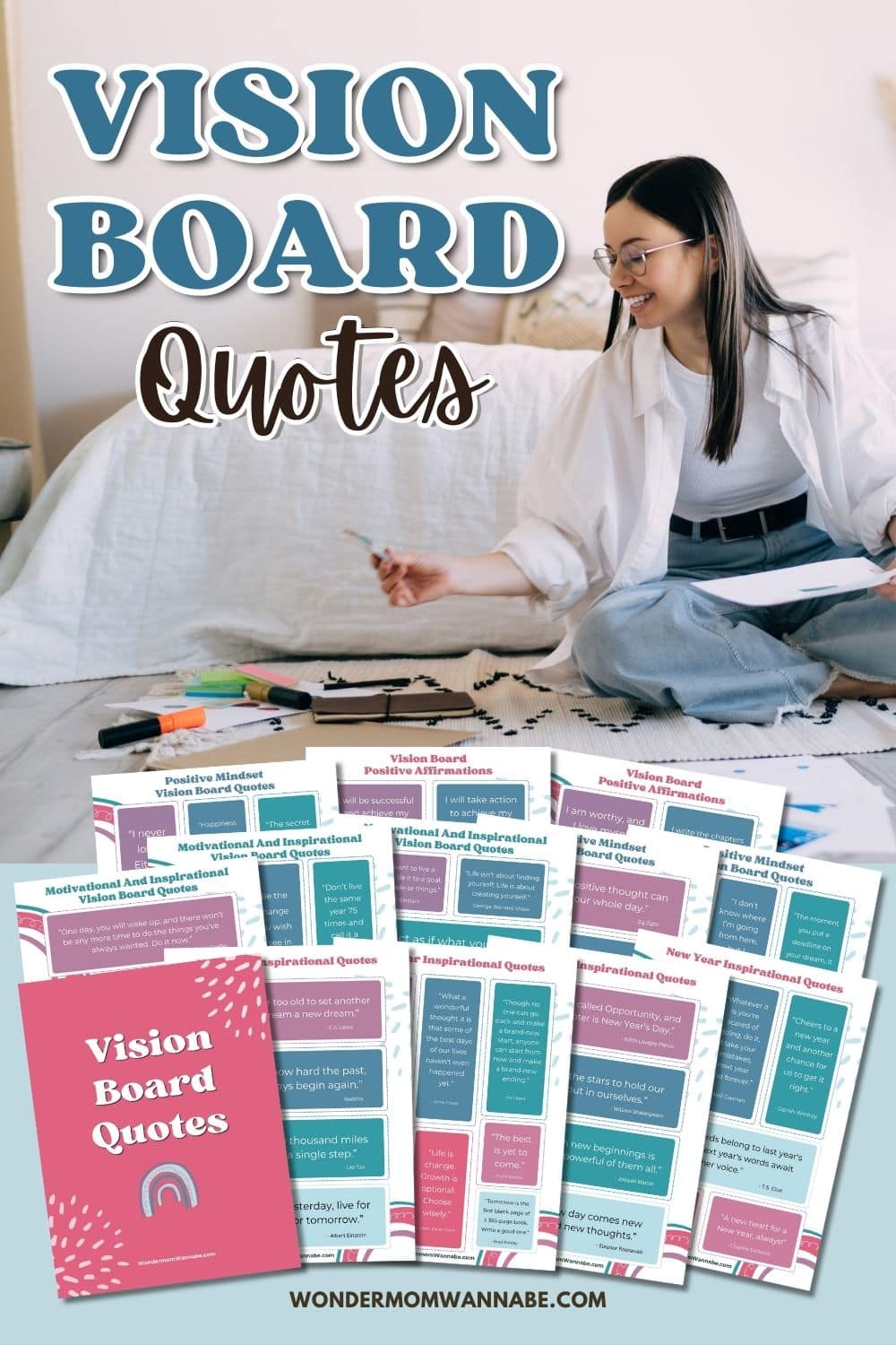 Vision board quotes are powerful affirmations and words of inspiration that you can display on your personal vision board - a visual representation of your goals, dreams, and aspirations. These carefully chosen vision board quotes serve