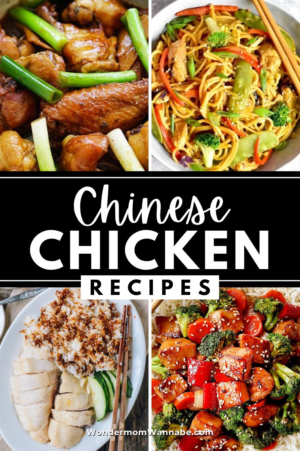 A collage of chinese chicken recipes.