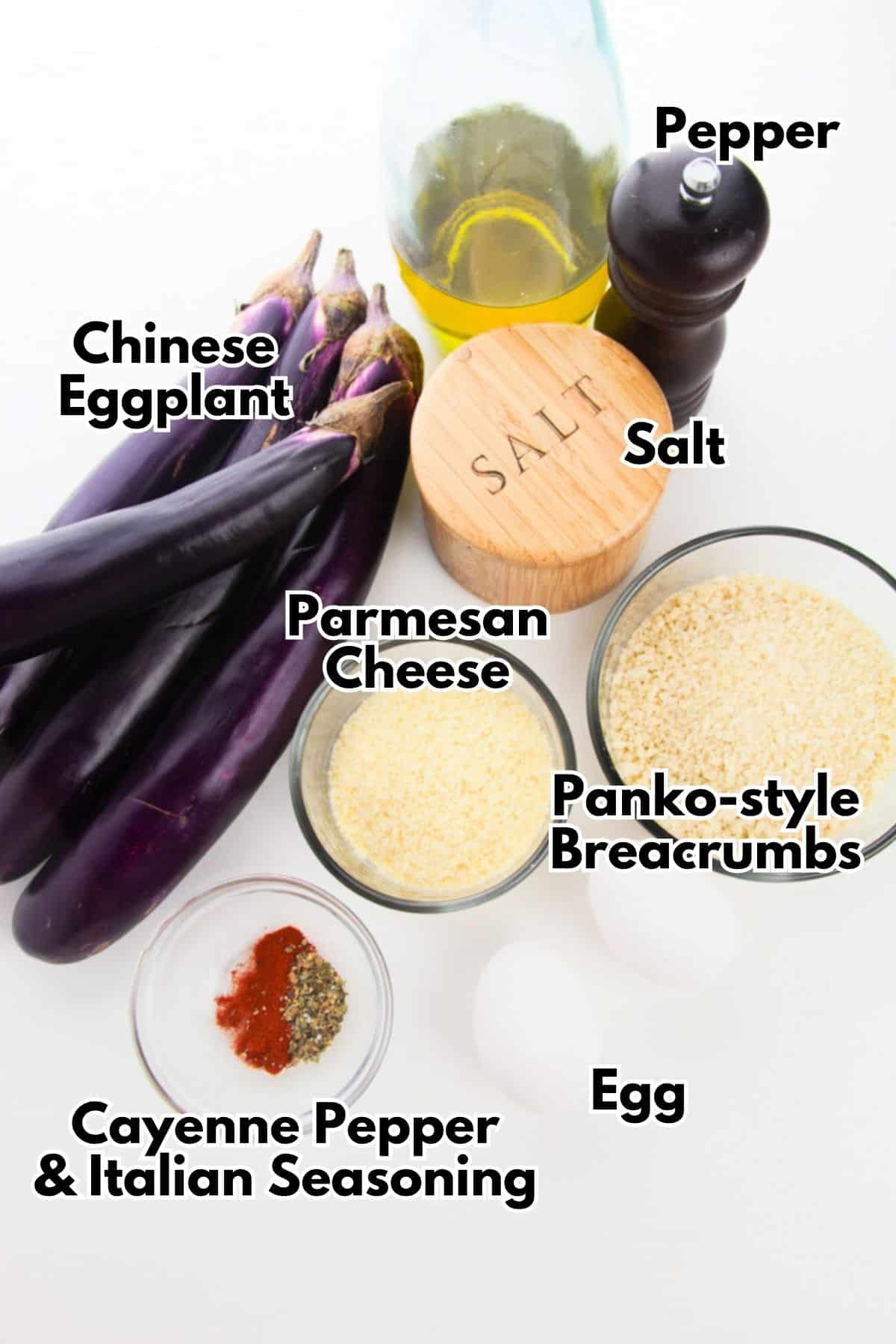 Ingredients for Panko Eggplant Fries.