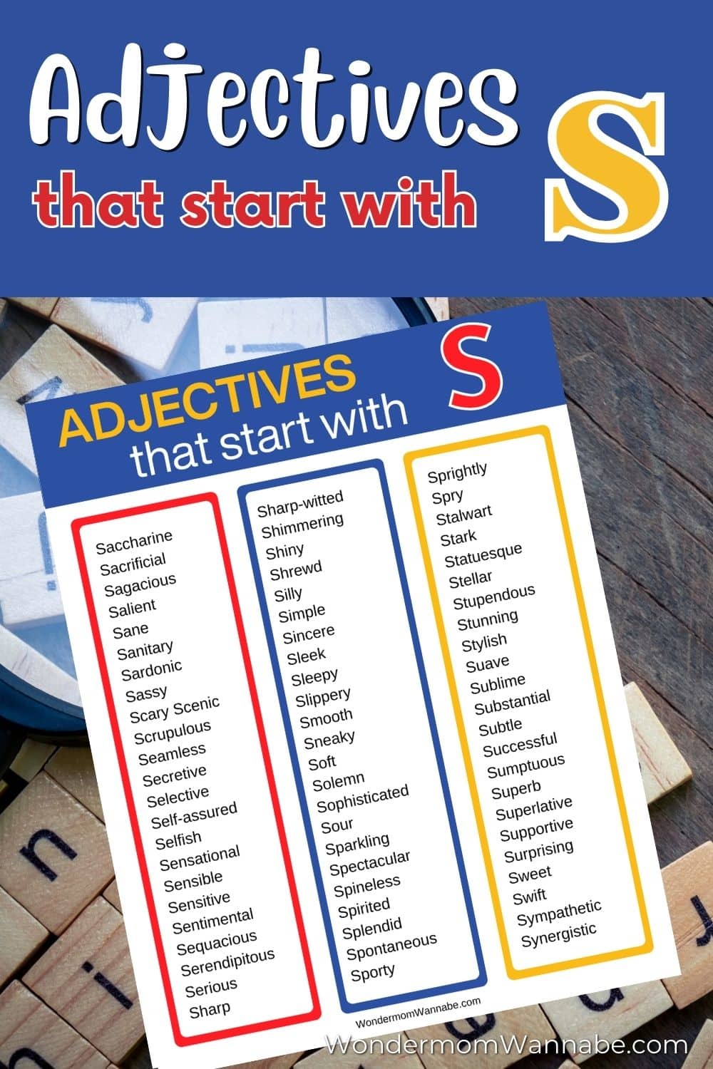 A list of adjectives that start with the letter s.