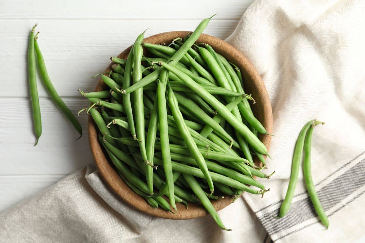 A bowl of green beans, a substitute for celery.