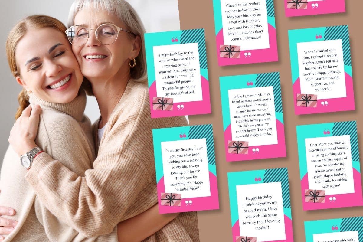 A daughter embracing her mother with printable birthday mom from daughter quotes on the side.