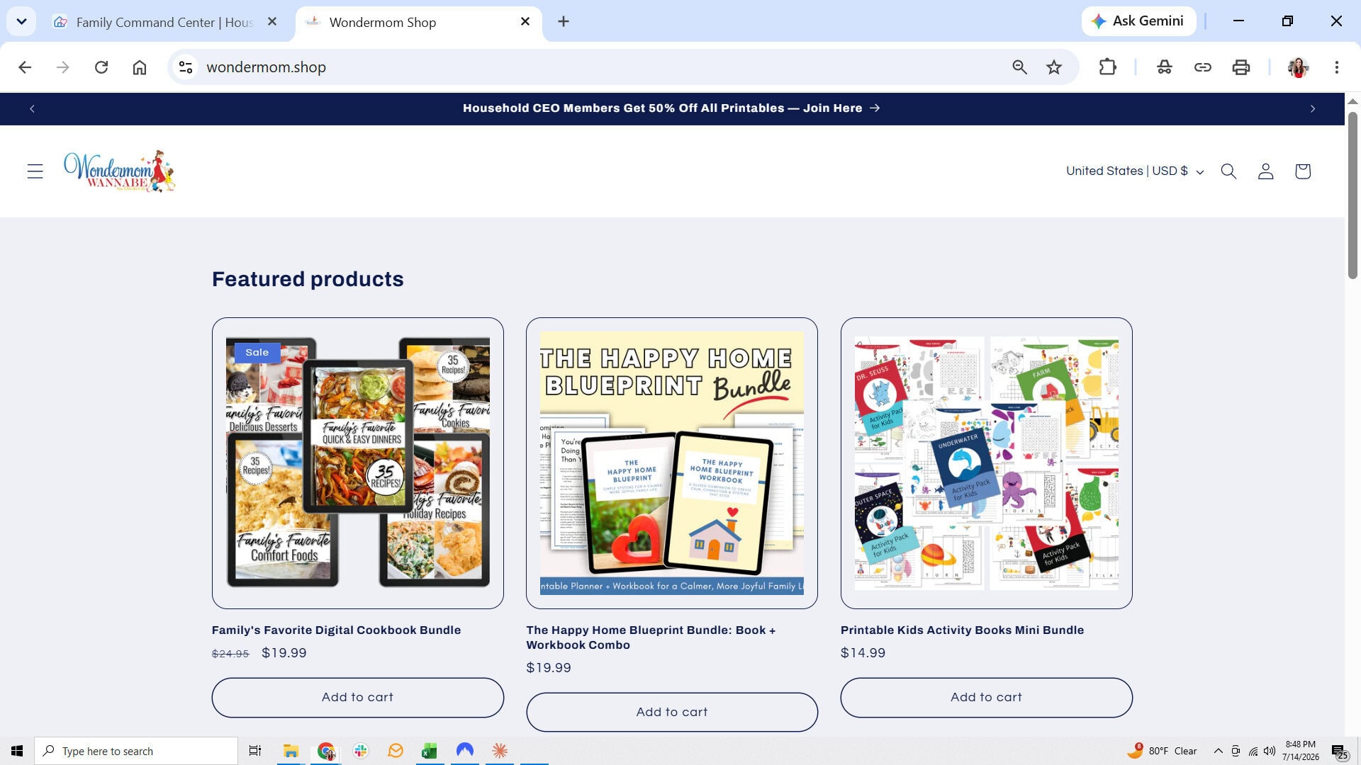 Wondermom Shop collection of printables and planners